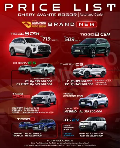 Pricelist Harga Chery srengseng 2025